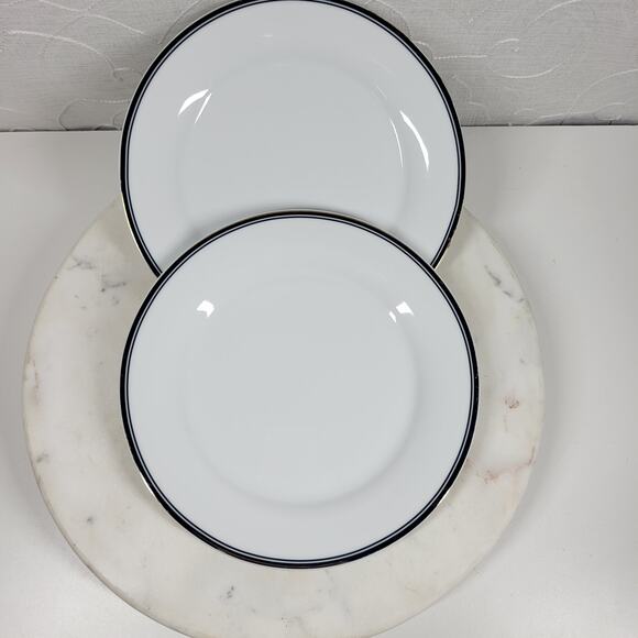 Williams Sonoma Open Kitchen Salad Plate 9" Gold Trim Porcelain 2-Pc Dinnerware - Picture 5 of 12